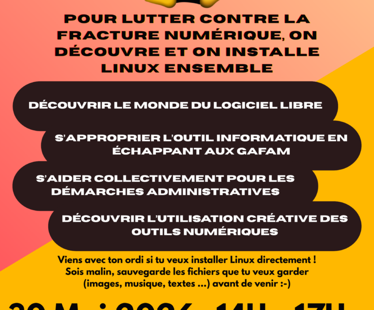 Affiche Linux-Party -Guéméné-Penfao (MaiZon Pop CC-BY-NC-ND)